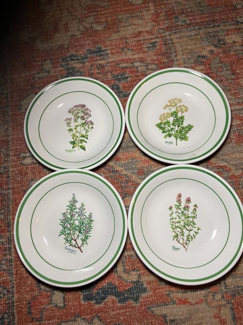 Set of 4 Certified International Herb Garden Pasta Bowls Parsley Marjoram Rosema